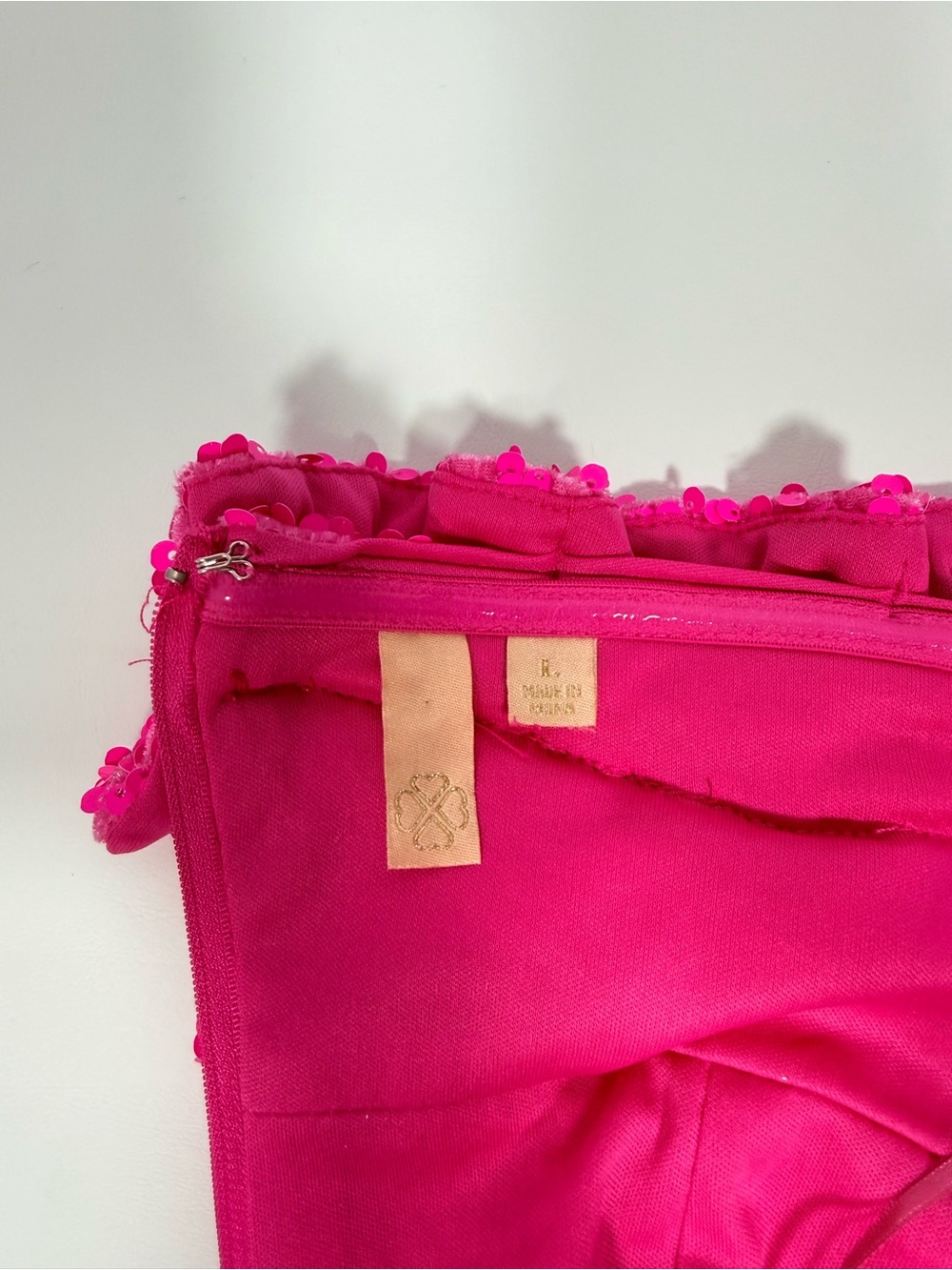 Strapless Sequin Ruffle Mini Dress Homecoming - Hot Pink - Picture 6 of 9